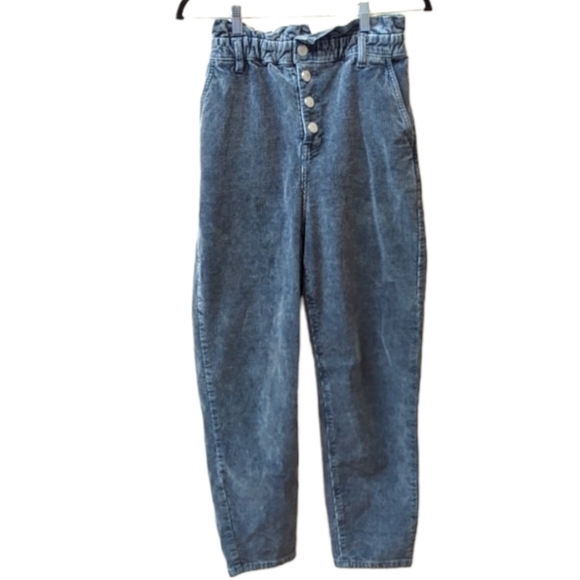 BLANK NYC Nowhere to Be Retro Corduroy Paperbag Waist Pants with Button Fly (27) - Picture 1 of 8